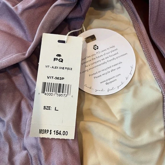 New NWT PQ Purple Alex One-Piece Swimsuit Tie Straps Ombre Swim Size Large - Picture 3 of 6